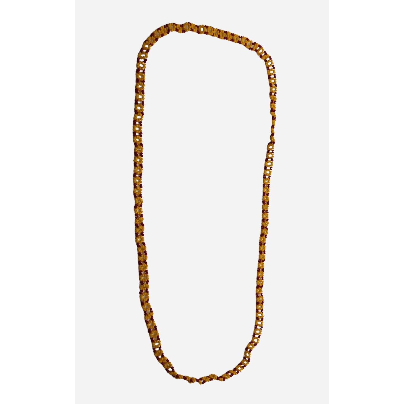 Vtg Beaded Necklace Seed Bead Bohemian Boho Hippy Chic Red Yellow Costume